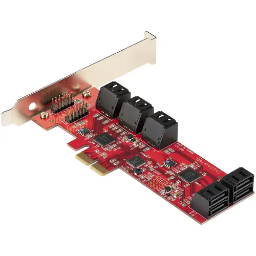 Tarjeta PCIe Controladora SATA de 10 Puertos - Tarjeta de Expansión PCI Express SATA - 6Gbps - Perfil Bajo/Completo - Conectores SATA Apilados - ASM1062 sin RAID - Imagen 2