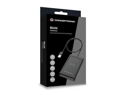 BIAN11B lector de tarjeta inteligente Interior USB USB 2.0 Negro - Imagen 5