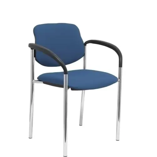 Silla fija Villalgordo bali azul marino chasis cromo con brazos
