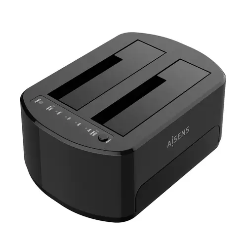 Estacion de Docking de Doble Bahia ASDS-D03B SATA 2.5/3.5 a USB 3.0/3.1 Gen1, Clone, Negra - Imagen 1