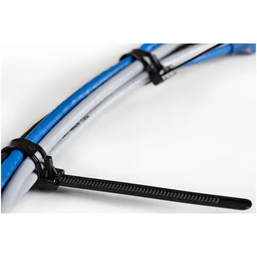 Bridas reutilizables de 15cm para cables - 7 mm de ancho, 35 mm de diámetro, soportan 22 kg de tensión, de nylon, para interior/ext., 94V-2/UL, paquete de 100 - negras - Imagen 4