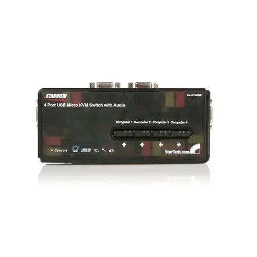 Juego de Conmutador Switch KVM 4 Puertos Vídeo VGA USB 2.0 con Cables y Audio - Imagen 1
