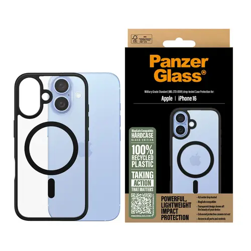 ® HardCase Transparent w. Black MagSafe & Frame iPhone 16 funda para teléfono móvil Negro - Imagen 2