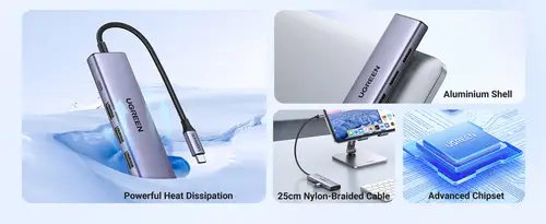 20956A hub de interfaz USB Tipo C 5000 Mbit/s Plata - Imagen 11