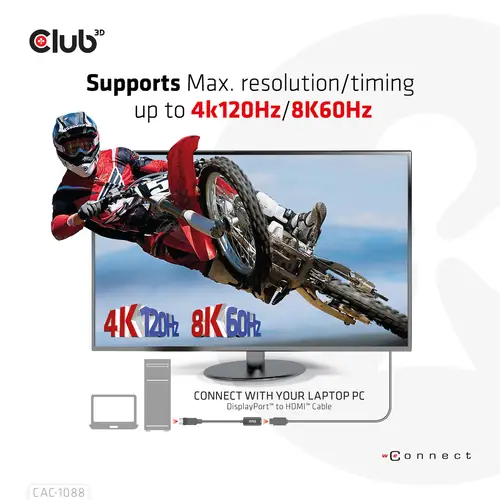 Adaptador activo DisplayPort1.4 a HDMI 4K120Hz/8K60Hz HDR M/H - Imagen 5