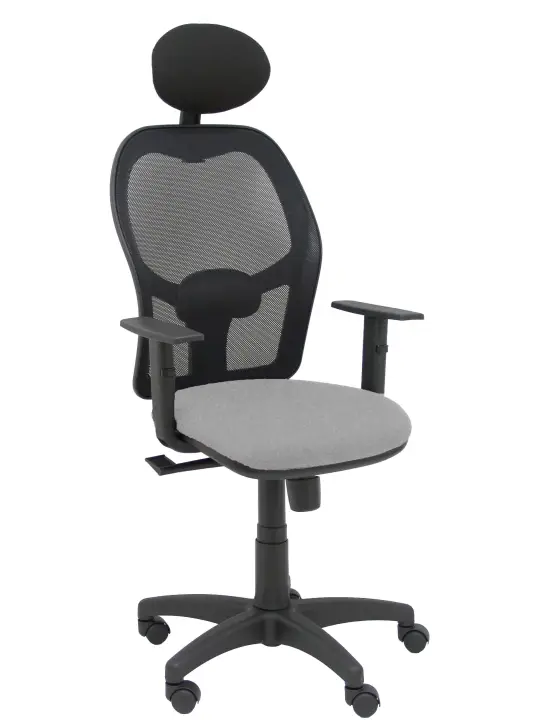 Silla Alocén malla negra asiento bali gris brazos regulables cabecero fijo