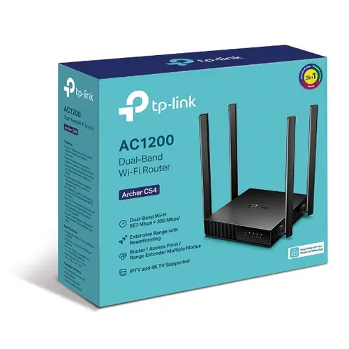 Archer C54 router inalámbrico Ethernet rápido Doble banda (2,4 GHz / 5 GHz) Negro - Imagen 4