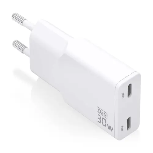 ASCH-30W2P048-W cargador de dispositivo móvil Cámara digital, MP3, MP4, Teléfono móvil, Navegante, Portátil, Consola de juegos portátil, Smartphone, Tableta, Universal Blanco Corriente alterna Carga rápida Interior - Imagen 1