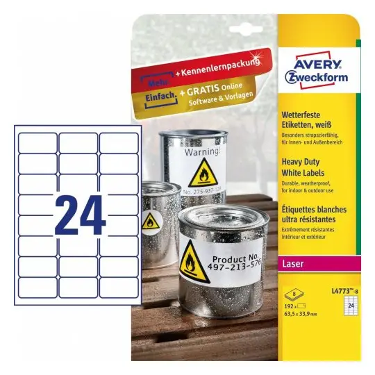 L4773-8 etiqueta de impresora Blanco Etiqueta para impresora autoadhesiva