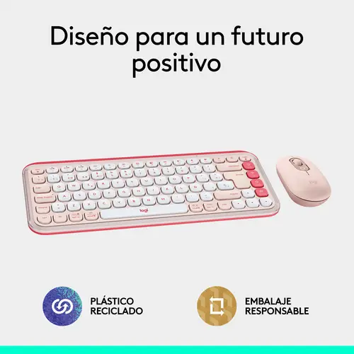 POP ICON COMBO, combinación de teclado y ratón Bluetooth, escritura cómoda, teclas y botones programables, clics discretos, Easy-Switch hasta 3 dispositivos: rosado - Imagen 11