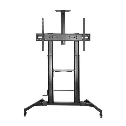 Soporte de Suelo ECO con Ruedas y Manivela, Bandeja para DVD y Soporte de Cámara para Monitor/TV 100Kg de 60-100, Negro - Imagen 2