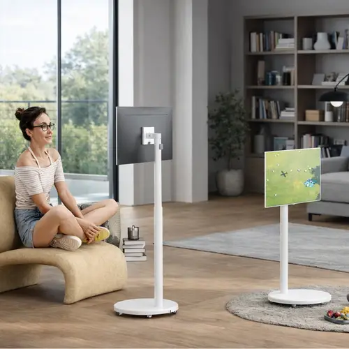 Ewent SOPORTE DE SUELO CON RUEDAS REGULABLE EN ALTURA CON RESORTE DE GAS HASTA 35 - Imagen 4