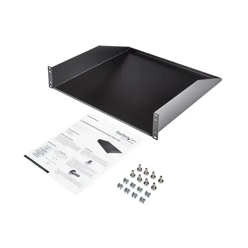 Estante Bandeja Cantilever 2U para Armario Rack de Servidores de 19 Pulgadas - Profundidad Fija de 18 Pulgadas (457,2mm) - 56kg de Carga - en Acero de Servicio Pesado - Negro - Imagen 4