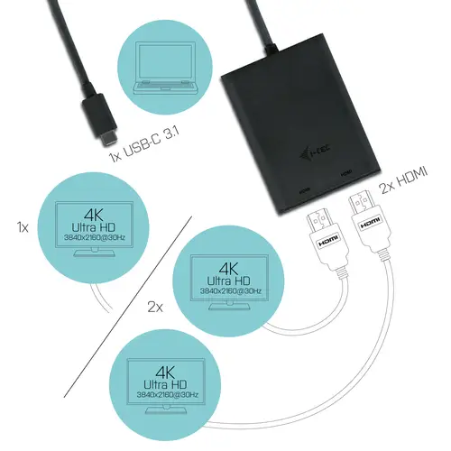 USB-C 3.1 Dual 4K HDMI Video Adapter - Imagen 3
