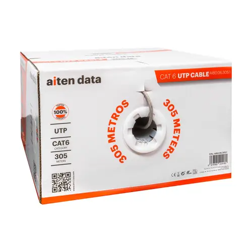 Bobina Cable de Red 305 m, UTP CAT6, Polietileno de Alta Densidad (Solid HDPE) y LSZH  Cuatro Cables Trenzados y separador  Diámetro Conductor de 0.56 mm OFC (Oxygen Free Copper) 99.97% - Imagen 4