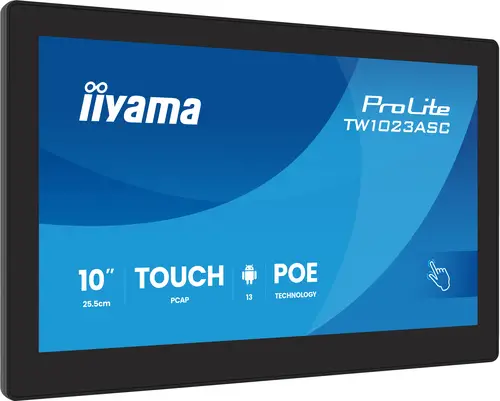 TW1023ASC-B3P pantalla de señalización Pantalla plana para señalización digital 25,6 cm (10.1") Wifi 450 cd / m² HD Negro Pantalla táctil Procesador incorporado Android 24/7