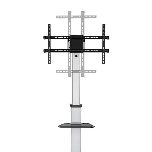 Floor Stand with Wheel, DVD Tray for Monitor/TV 50Kg from 37-86, Black-Silver - Imagen 4