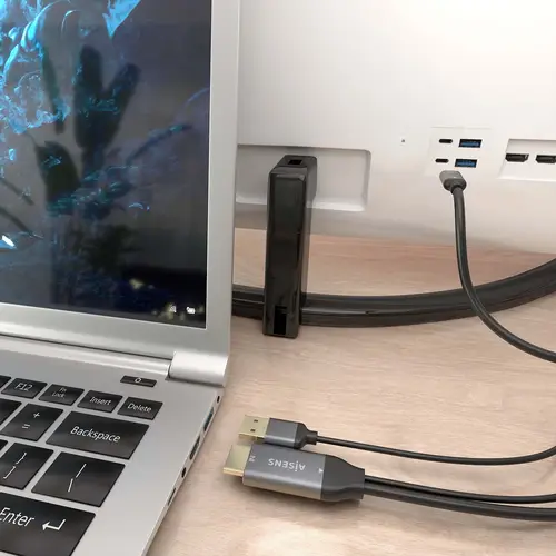Cable Conversor Aluminio HDMI V2.0 A USB-C 4K@60HZ, HDMI/M+USB-A/M-USB-C/M, Negro, 1.8m - Imagen 4