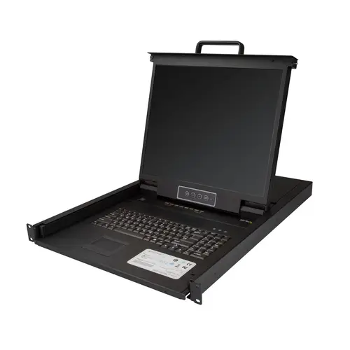 Consola KVM de 8 puertos para Montaje en Rack - Teclado QWERTY - con Cables de 1,8m - Conmutador KVM con Monitor LCD de 19" - Switch KVM LCD 1U OSD - 50.000 MTBF - USB + VGA - Imagen 1