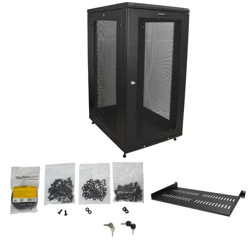 Armario Rack para Servidores 24U 19" 4 Columnas - Rack de Servidores con Cerradura y Seguro - Rack con Ruedas y Carriles de Montaje Ajustables para Equipo de Red - Imagen 7