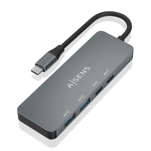 Hub USB 3.2 Gen2 10G USB-C, USB-C/M-2xUSB-C/H-2xUSB-A/H, Gris, 15cm - Imagen 1