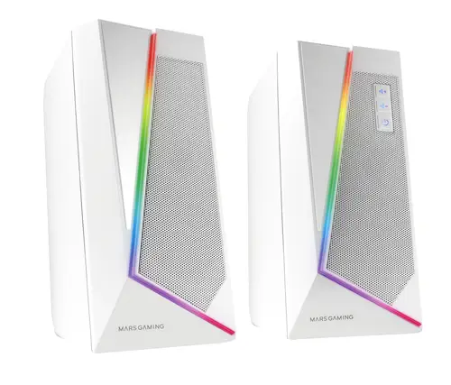 ALTAVOCES 2.0 BLUETOOTH 5.0 MS7 WHITE 20W RMS ILUMINACION RGB DINAMICO PROCESADOR DSP - Imagen 2