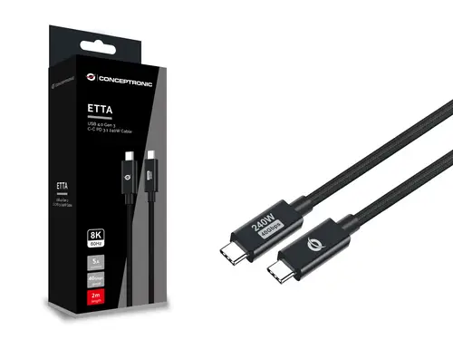 ETTA04B20 cable USB USB4 Gen 3x2 2 m USB C Negro - Imagen 3