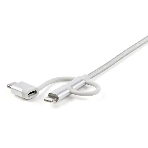 Cable Trenzado de 1m USB a Lightning USB-C y Micro USB - Cable Cargador para Teléfono Móvil iPhone iPad Tablet - Imagen 7