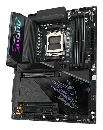 X870E AORUS PRO X3D Placa Base - Compatible con procesadores AMD Ryzen 9000, VRM digital de 18+2+2 fases, hasta 9000MHz DDR5 (O.C.), 2xPCIe 5.0 + 2xPCIe 4.0, Wi-Fi 7, LAN 5GbE, USB 4 - Imagen 4