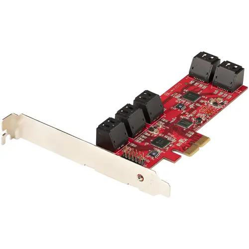 Tarjeta PCIe Controladora SATA de 10 Puertos - Tarjeta de Expansión PCI Express SATA - 6Gbps - Perfil Bajo/Completo - Conectores SATA Apilados - ASM1062 sin RAID - Imagen 1