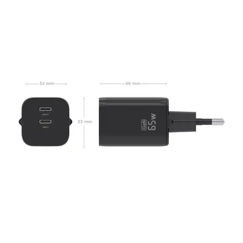 AISENS Cargador GaN 65W  2xUSB C PD3 0 QC4 0  Negro - Imagen 4