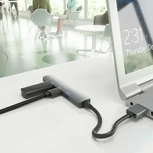 HUB USB 3.0 Aluminio, 1xUSB3.0 A/H+3xUSB2.0 A/H, Gris, 10cm - Imagen 4