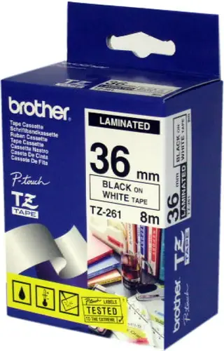 TZ-261 cinta para impresora de etiquetas Negro sobre blanco - Imagen 1