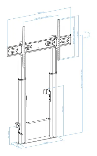 Lottus Soporte de Suelo/Pared Fijo con Regulación de Altura para Pantallas 55"-100", Negro - Imagen 9