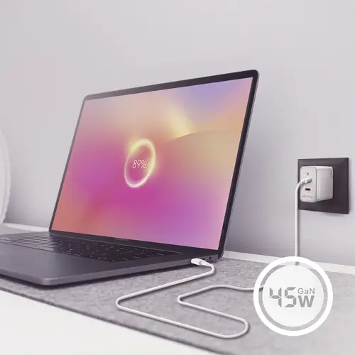Cargador Gan 45W, 2xUSB-C PD3.0 QC4.0, Blanco - Imagen 6