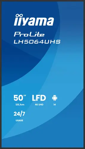LH5064UHS-B1AG pantalla de señalización Pantalla plana para señalización digital 127 cm (50") Wifi 500 cd / m² 4K Ultra HD Negro Android 24/7 - Imagen 2