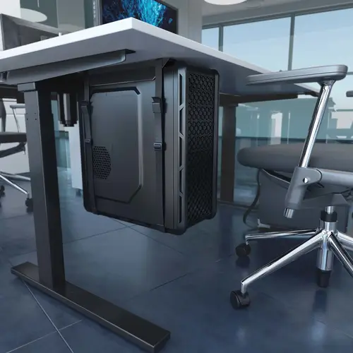 Soporte para CPU Debajo de Escritorio con Correa, Negro - Imagen 5