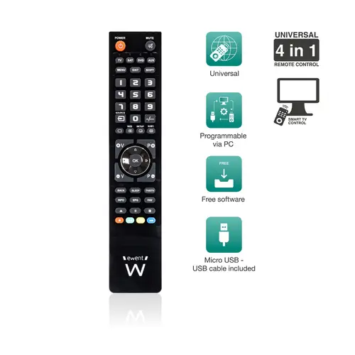 EW1570 mando a distancia DTT, DVD/Blu-ray, Proyector, SAT, STB, Altavoz para barra de sonido, TV, Universal, VCR Botones - Imagen 2