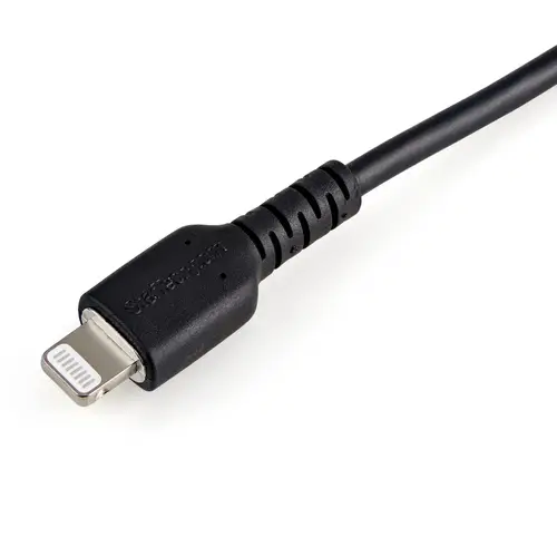 Cable Resistente USB-A a Lightning de 30 cm Negro - Cable de Sincronización y Carga USB Tipo A a Lightning con Fibra de Aramida Resistente - Certificado MFi de Apple - para iPad/iPhone 12 - Imagen 3