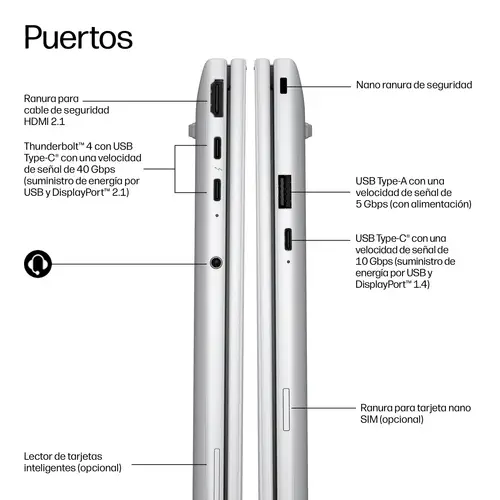 EliteBook 8 G2i 14 inch Notebook Next Gen AI PC Wolf Pro Security Edition Copilot+ PC Intel Core Ultra 5 325 Portátil 35,6 cm (14") WUXGA 16 GB DDR5-SDRAM 512 GB SSD Wi-Fi 7 (802.11be) Windows 11 Pro Plata - Imagen 4