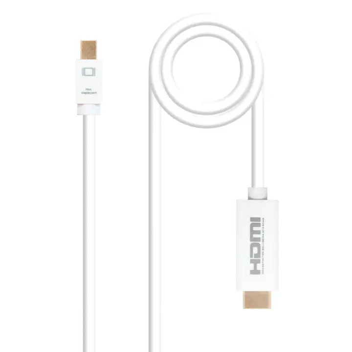 Cable conversor Mini DP a HDMI, Mini DP/M - HDMI/M, Blanco, 2.0 M