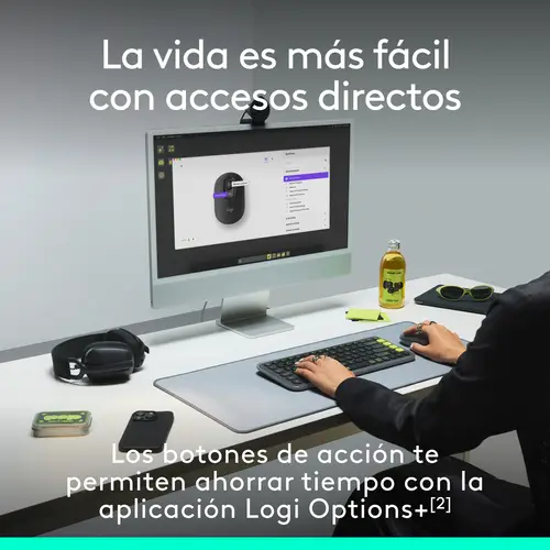 POP Mouse, ratón inalámbrico Bluetooth compacto y portátil con botones programables y clics discretos, tecnología Easy-Switch para alternar hasta 3 dispositivos, portátil, tablet, PC: Rosa - Imagen 4
