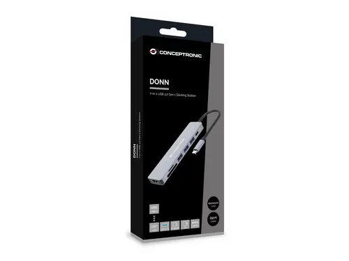 DONN19G base para portátil y replicador de puertos Alámbrico USB 3.2 Gen 1 (3.1 Gen 1) Type-C Gris - Imagen 5