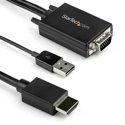 Cable de 2m Adaptador VGA a HDMI - Alimentado por USB - 1080p - Imagen 1
