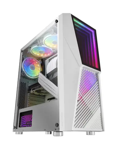 MC777W, Caja PC Gaming, Infinity Mirror ARGB, Cristal Templado, 2xVentilador Chroma ARGB, Blanco - Imagen 2