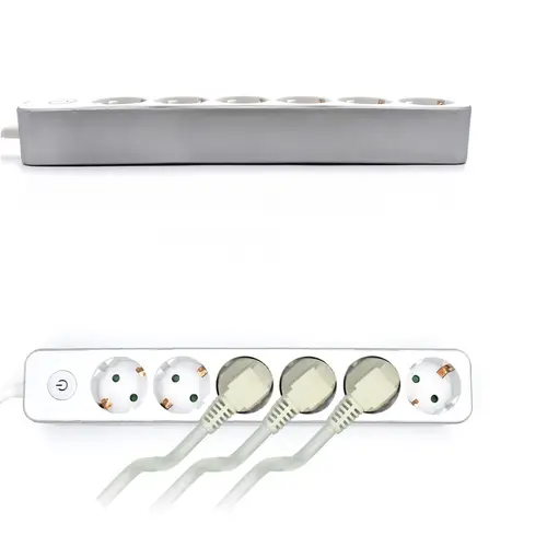 WY13166 base múltiple 1,5 m 6 salidas AC Interior Plata, Blanco - Imagen 3