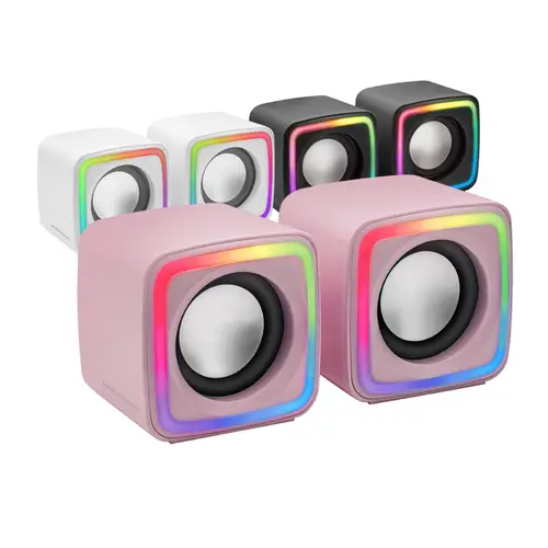 MSCUBEP Rosa, Altavoces Gaming RGB Compactos, Procesador Sonido DSP 8W, Control Volumen - Imagen 5