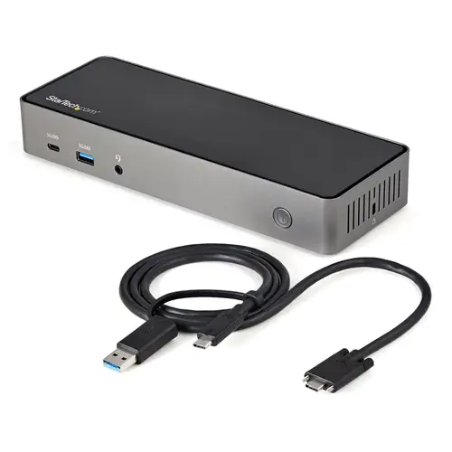 Docking Station USB-C y USB-A 10Gb - Replicador de Puertos Híbrido Universal para 3 Monitores DisplayPort y HDMI 4K de 60Hz - PD 85W - Hub Ladrón USB de 6 Puertos - Audio - Red Gigabit - Imagen 1