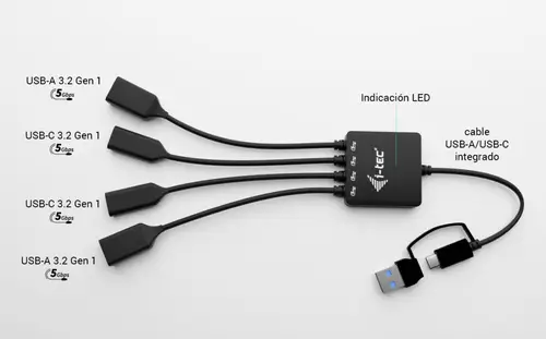 USB-C/USB-A Cable HUB 4 port (2x USB-C, 2x USB-A) - Imagen 7