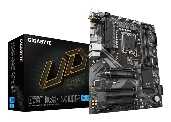 B760 DS3H AX DDR4 Placa Base - Compatible con procesadores Intel Core de 14ª generación, VRM digital de 8+2+1 fases, hasta 5333MHz DDR4 (OC), 2x PCIe 4.0 M.2, Wi-Fi 6E, GbE LAN, USB 3.2 Gen 2